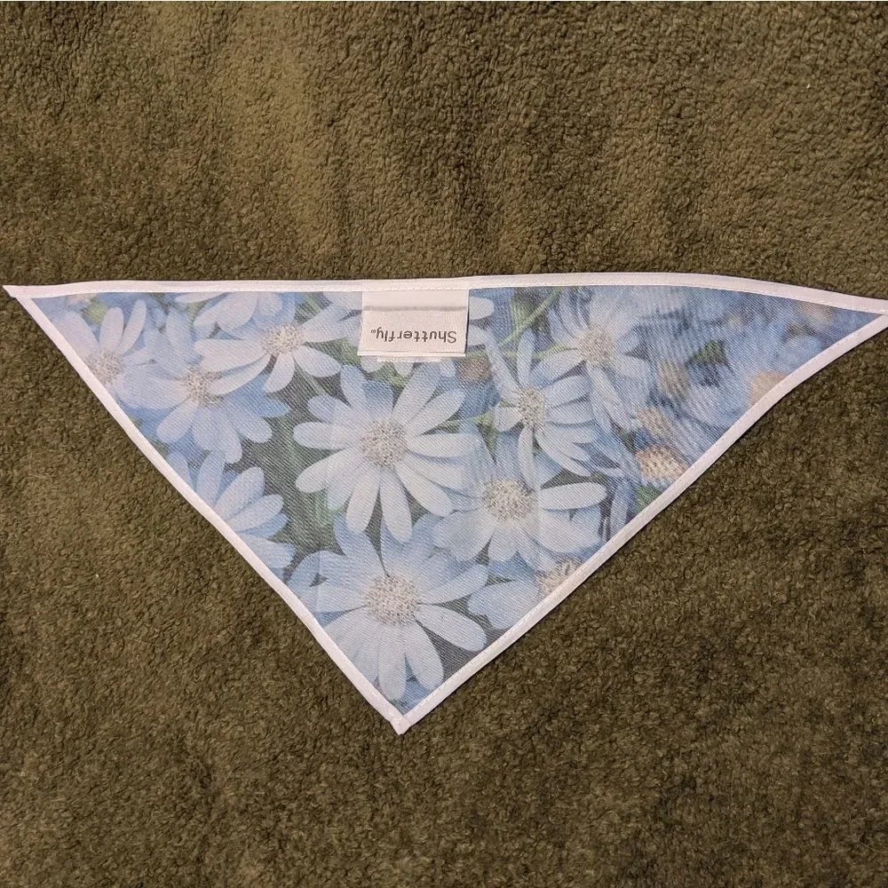 Original Photography Small Blue Floral Dog Bandana